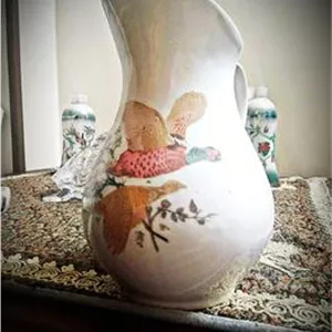پارچ آب قدیمی ازجنس چینی با تصویر قرقاول