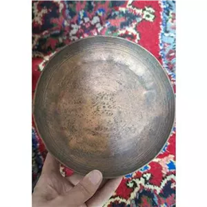 بشقاب مسی قلم زنی کهنه 
