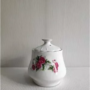 قندان چینی گلسرخی قدیمی دوره پهلوی آنتیک