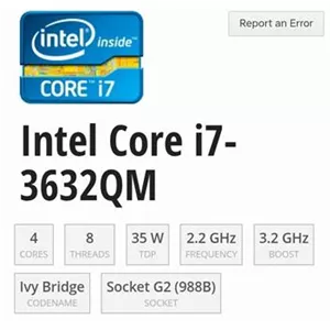 پردازنده لپ تاپ نسل سوم CORE i7 3632QM