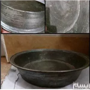 لگن ماهی تابه مسی چکشی قدیمی یا برنج شور
