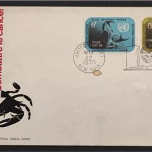 پاکت مهرروز سازمان ملل موضوع مبارزه با سرطان 1970