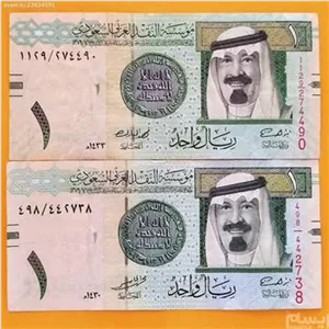 دو اسکناس 1 ریال عربستان با تصویر ملک فیصل