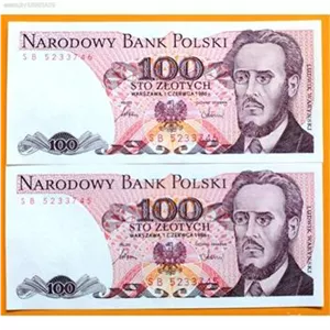 اسکناس جفت سوپر بانکی 100 زلوتی لهستان