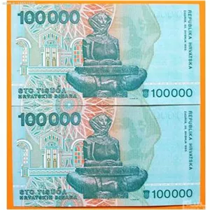 اسکناس جفت سوپر بانکی 100000 دینار کرواسی