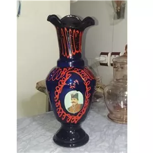 گلدان شیشه ای دست ساز قدیمی آنتیک قاجار
