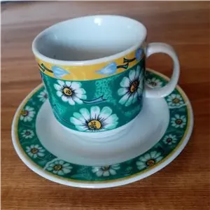 فنجان و نعلبکی چینی قهوه خوری طرح گل بابونه