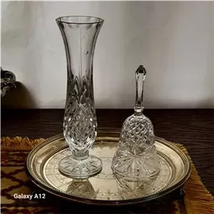 ست زنگوله و گلدان کریستال آنتیک