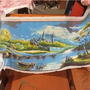 کوبلن خام کلاسیک بزرگ طرح قصر نور همراه نخ