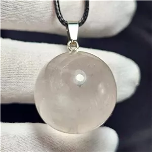 آویز گوی سنگ رز کوارتز معدنی کد  38265