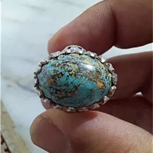 انگشتر فیروزه نیشاپوری رگه طلایی