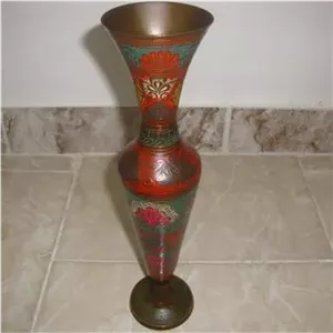 گلدان برنجی هندی میناکاری
