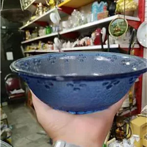 کاسه بلور آبی قدیمی