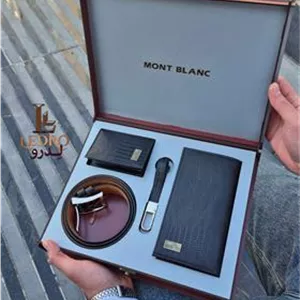 ست هدیه چرمی مردانه 4 تکه لِدرو Mont Blanc