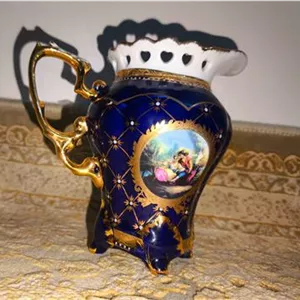 پارچ طرح لیلی و مجنون طلاکوب سرمه ای کمیاب