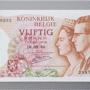 اسکناس 50 فرانک بلژیک 1966 درحد بانکی