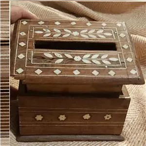 جعبه سیگار قدیمی چوبی کارهنری دست