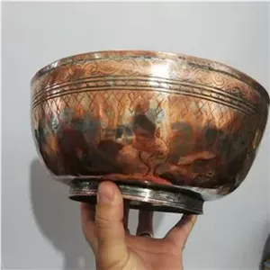 قدح یا کاسه مسی قلمزنی قدیمی