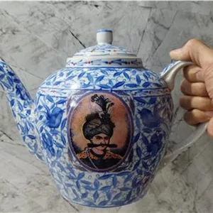 کتری قلم آبی قدیمی نقاشی شده مارک گردنر