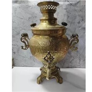 سماور زغالی برنزی دستساز و قلم شیر خورشید