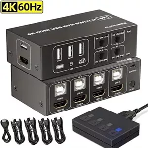سوئیچ کی وی ام 4 پورت hdmi usb kvm switch 4x1