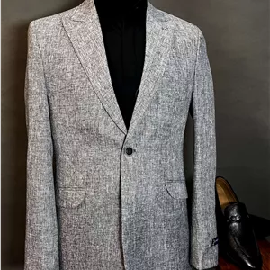 کت تک مردانه کتان طوسی روشن جیب پاکتی
