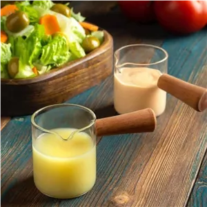 سس خوری شیشه ای دسته چوبی مایا