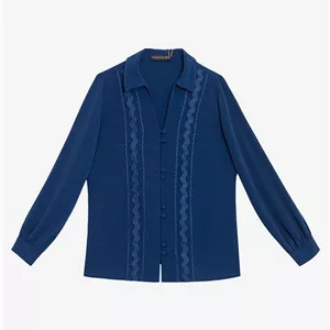 شومیز زنانه کریشه یقه مردانه نوار دوزی شده کلاسیک روژیار بُرنُس