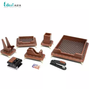 ست رومیزی مدیریتی چوب و چرم 8 تیکه قائم کد 908