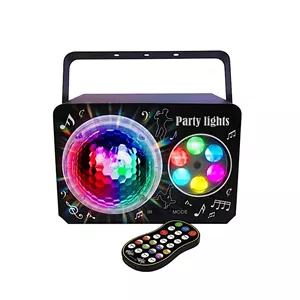 رقص نور ترکیبی ۲ کاره مجیک بال و ۶ لنز رنگی Party Light DQ-409ریموت‌دار