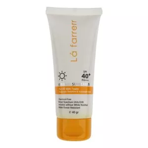 کرم ضد آفتاب بدون رنگ لافارر SPF 40 مدل مینرال ‌حاوی محافظ UVA و UVB و PA+++مناسب پوست‌های حساس حجم 40 میلی‌لیتر