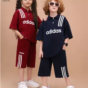 شلوارک بچه گانه طرح نواری adidas پنبه‌ای