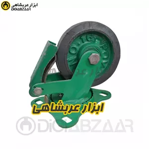 چرخ 16 پویان مدل گردان ترمزدار فولادی لاستیکی سبز