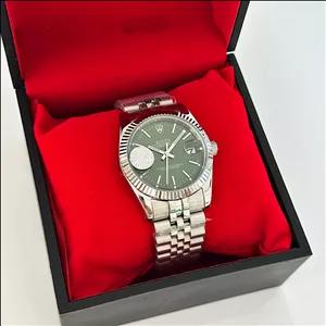 ساعت مردانه رولکس نقره‌ای خطی صفحه سبز کد ۷۱۸