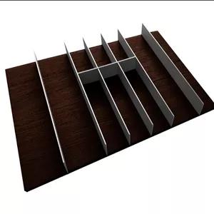 جای قاشق چنگال چوبی تیره باتقسیم کننده آلومینیومی ثابت ریل اسلیم عرض 45 فانتونی کد O171