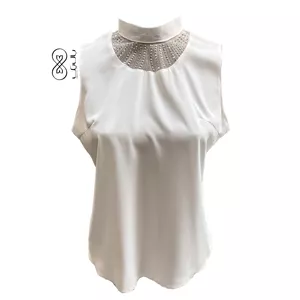 تاپ مجلسی زنانه حریر نگین دار کد s10 سفید