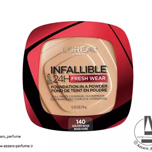 پنکک لورآل پاریس مدل Infallible Fresh Wear شماره 140 Golden Beige حجم 9 گرم