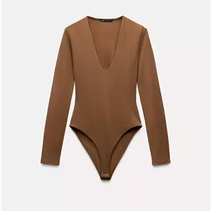 بادی آستین بلند زنانه شکلاتی زارا ZARA