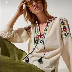 شومیز ترک گلدوزی بوهو زنانه | Women’s Turkish Embroidered Boho Blouse