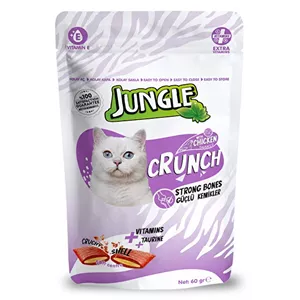 تشویقی کرانچی مغزدار گربه جانگل طعم مرغ و سالمون ۶۰ گرمjungle crunch