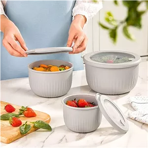 کاسه شیار دار 3 سایز سوپاپ دار لیمون کد 2233