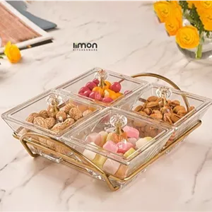اردو خوري شيشه اي مربع 4 خانه کد 210800 لیمون 