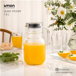 پارچ آب درب استیل شیار دار 1.5 لیتر لیمون کد 2376