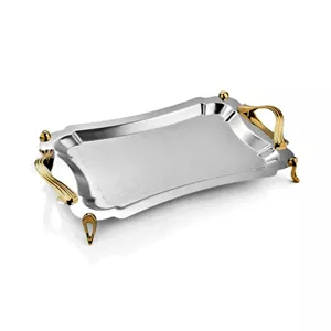 سینی مستطیل دالبر دسته طلایی Waveساده پایه دار ریور کد BG7237