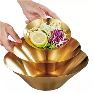 کاسه استیل طلایی سه سایز مدل مخروطی