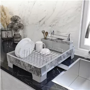 جاظرفی (آب چکان) هارمونی طرح ماربل طوسی کروم