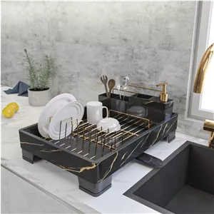 جاظرفی (آب چکان) هارمونی طرح ماربل مشکی طلایی