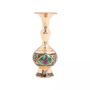 گلدان ترکیبی الماس تراش و مس و پرداز سبز آبی سایز 16 - اصفهان