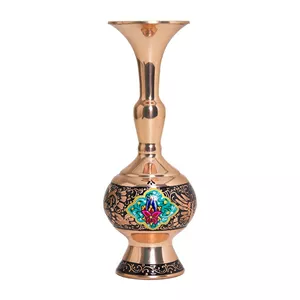 گلدان ترکیبی الماس تراش و مس و پرداز سبز آبی سایز 20 - اصفهان