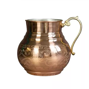 پارچ مسی مدل شکمی طرحدار برند زمرد زنجان کد za69033545